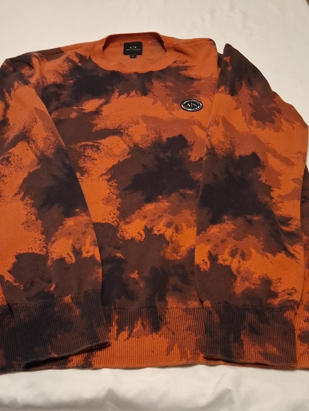 A/X Armani Exchange Orange & Brown Tie-Dye Crewneck Sweater